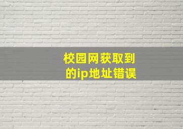 校园网获取到的ip地址错误