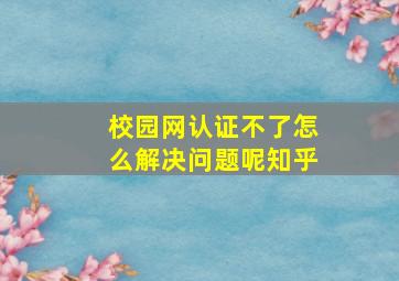 校园网认证不了怎么解决问题呢知乎