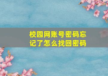 校园网账号密码忘记了怎么找回密码