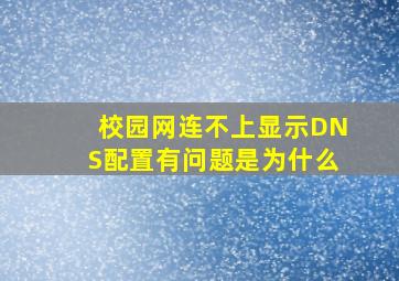 校园网连不上显示DNS配置有问题是为什么