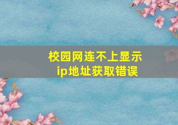 校园网连不上显示ip地址获取错误