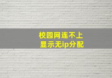 校园网连不上显示无ip分配