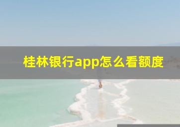 桂林银行app怎么看额度