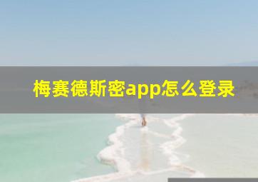 梅赛德斯密app怎么登录