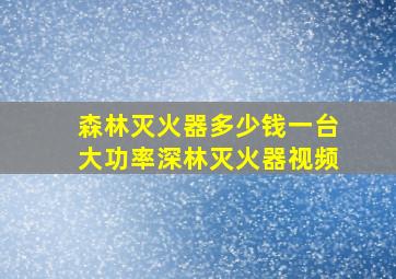 森林灭火器多少钱一台大功率深林灭火器视频