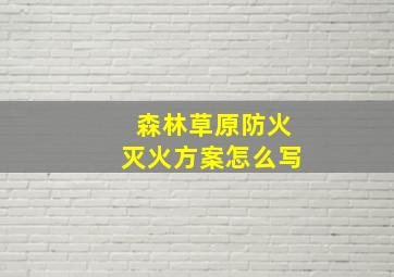 森林草原防火灭火方案怎么写