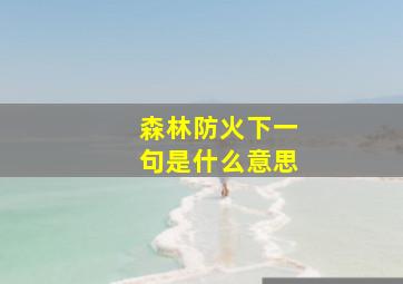 森林防火下一句是什么意思