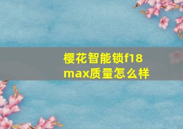 樱花智能锁f18max质量怎么样