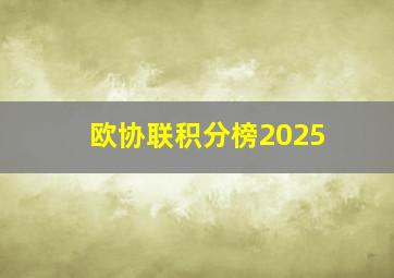 欧协联积分榜2025