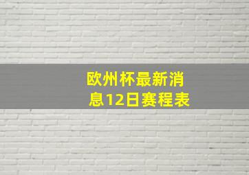 欧州杯最新消息12日赛程表