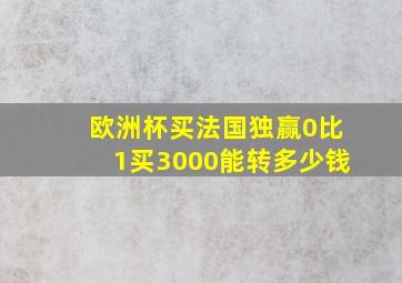 欧洲杯买法国独赢0比1买3000能转多少钱