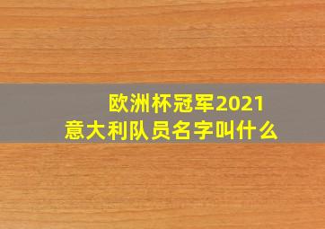 欧洲杯冠军2021意大利队员名字叫什么