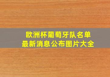 欧洲杯葡萄牙队名单最新消息公布图片大全