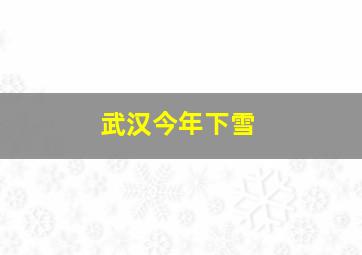 武汉今年下雪