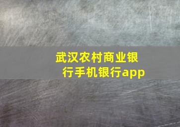 武汉农村商业银行手机银行app