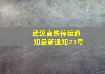 武汉高铁停运通知最新通知23号