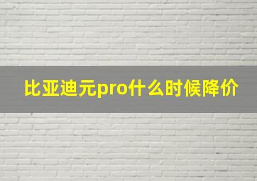 比亚迪元pro什么时候降价