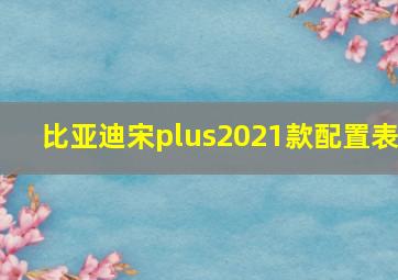 比亚迪宋plus2021款配置表