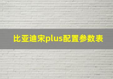 比亚迪宋plus配置参数表