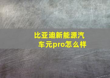 比亚迪新能源汽车元pro怎么样