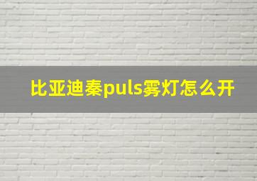 比亚迪秦puls雾灯怎么开