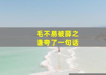 毛不易被薛之谦夸了一句话