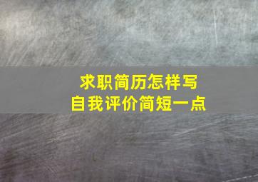 求职简历怎样写自我评价简短一点