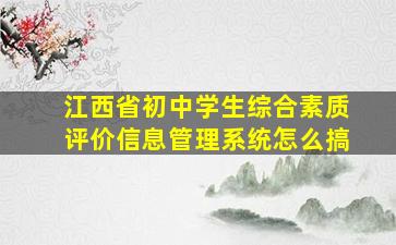 江西省初中学生综合素质评价信息管理系统怎么搞