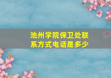 池州学院保卫处联系方式电话是多少