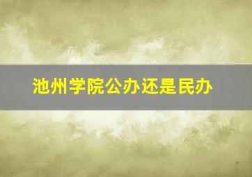 池州学院公办还是民办