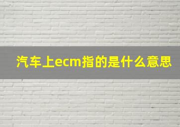 汽车上ecm指的是什么意思