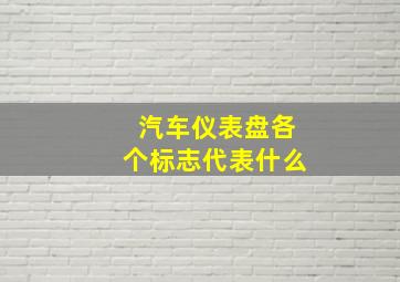 汽车仪表盘各个标志代表什么