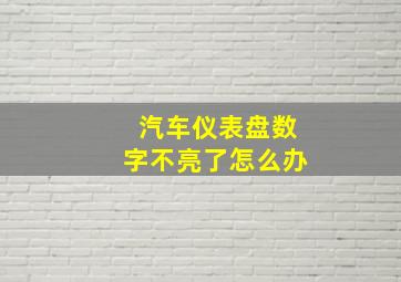 汽车仪表盘数字不亮了怎么办