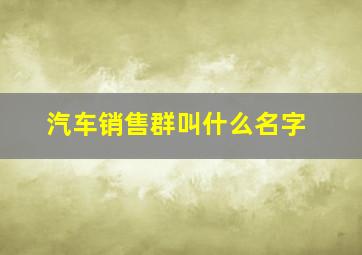 汽车销售群叫什么名字