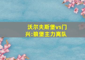 沃尔夫斯堡vs门兴:狼堡主力离队