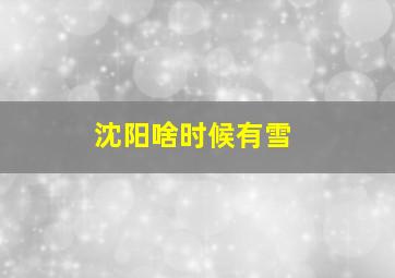 沈阳啥时候有雪