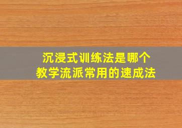 沉浸式训练法是哪个教学流派常用的速成法