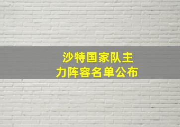 沙特国家队主力阵容名单公布