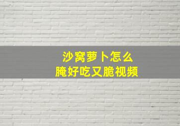 沙窝萝卜怎么腌好吃又脆视频