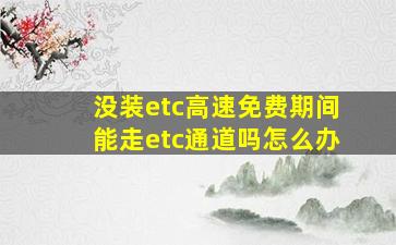 没装etc高速免费期间能走etc通道吗怎么办