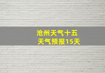 沧州天气十五天气预报15天