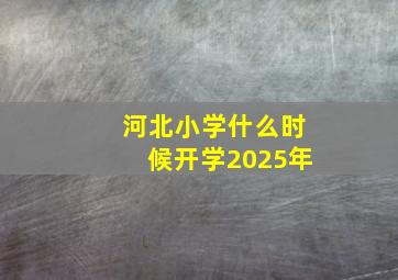 河北小学什么时候开学2025年