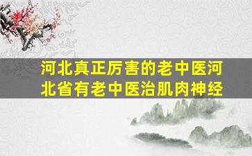 河北真正厉害的老中医河北省有老中医治肌肉神经