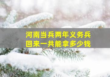 河南当兵两年义务兵回来一共能拿多少钱