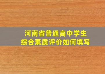 河南省普通高中学生综合素质评价如何填写