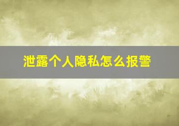 泄露个人隐私怎么报警