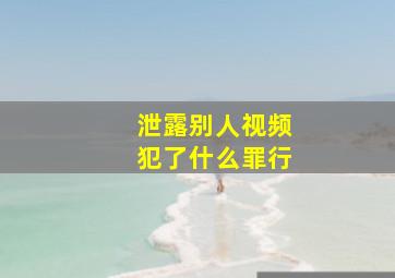 泄露别人视频犯了什么罪行