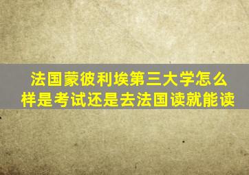 法国蒙彼利埃第三大学怎么样是考试还是去法国读就能读