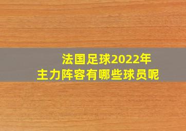 法国足球2022年主力阵容有哪些球员呢