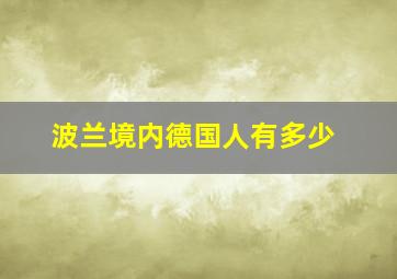 波兰境内德国人有多少